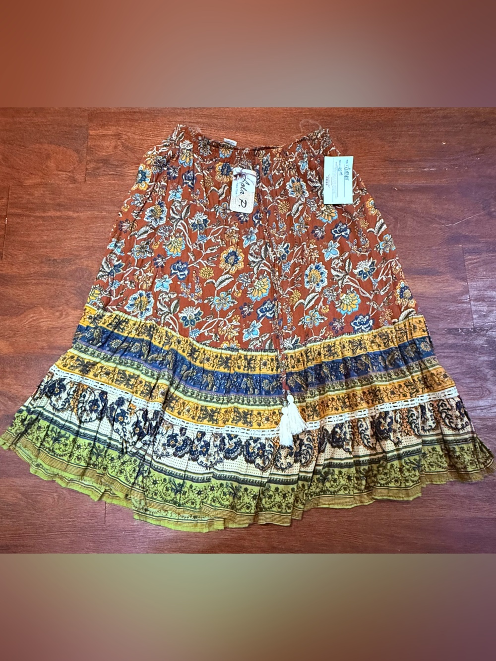 Tiered Printed Boho Skirt - Lola P New York NWT